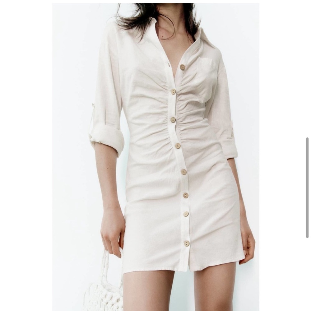Zara shirt dress with rushing